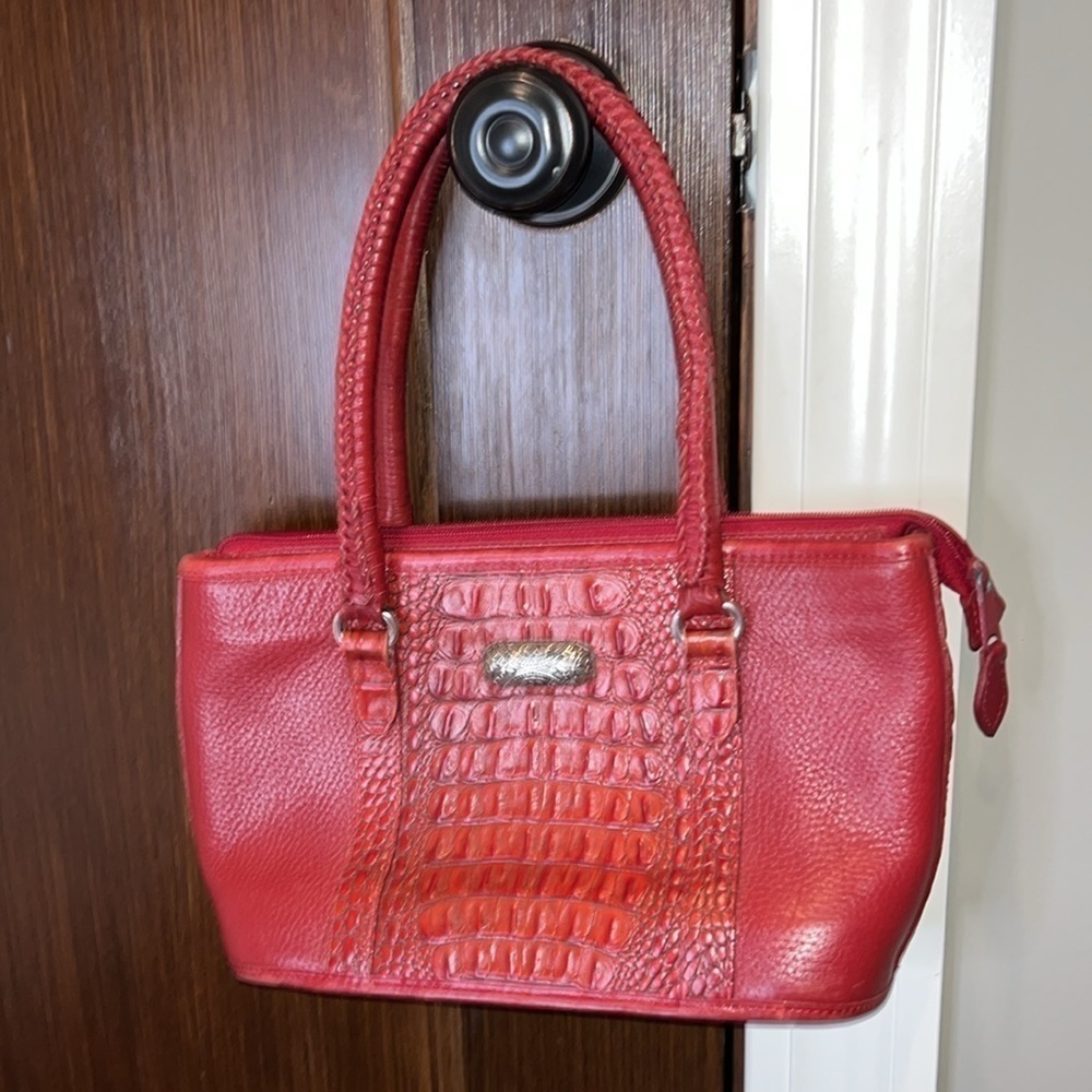 Brighton red croc like textured classic timeless quality leather purse handbag